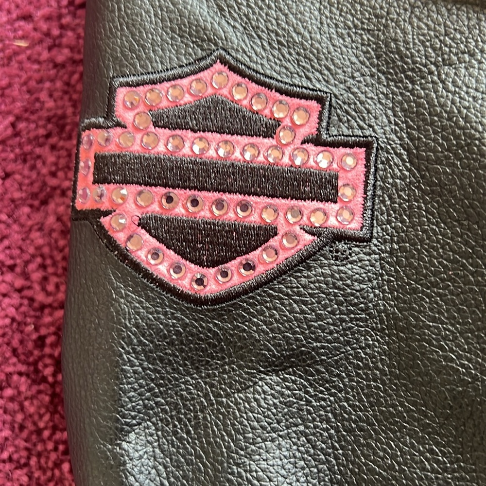 Harley Davidson leather jacket with pink rhinestone accents - Picture 6 of 6
